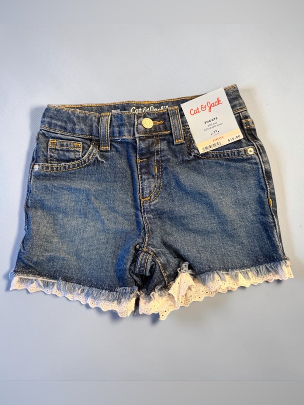 Cat & Jack Lace Trim Denim Shorts NWT Girls Cute Summer

⸻

📝 Description